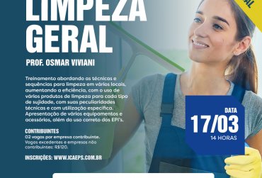 Limpeza geral é o tema do próximo treinamento do ICAEPS