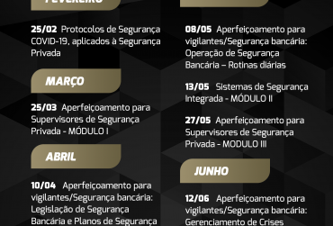 Agenda treinamentos Segurança Privada 2021