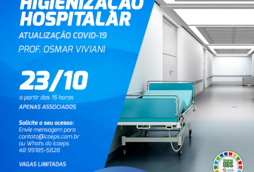 Último evento de outubro abordará higienização hospitalar