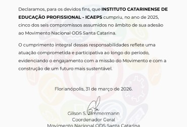 Selo 2026 do Movimento ODS é entregue ao ICAEPS