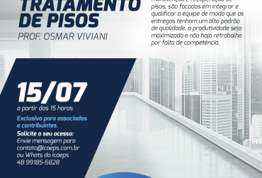 Treinamento sobre Tratamento de Pisos ocorrerá na próxima quarta-feira